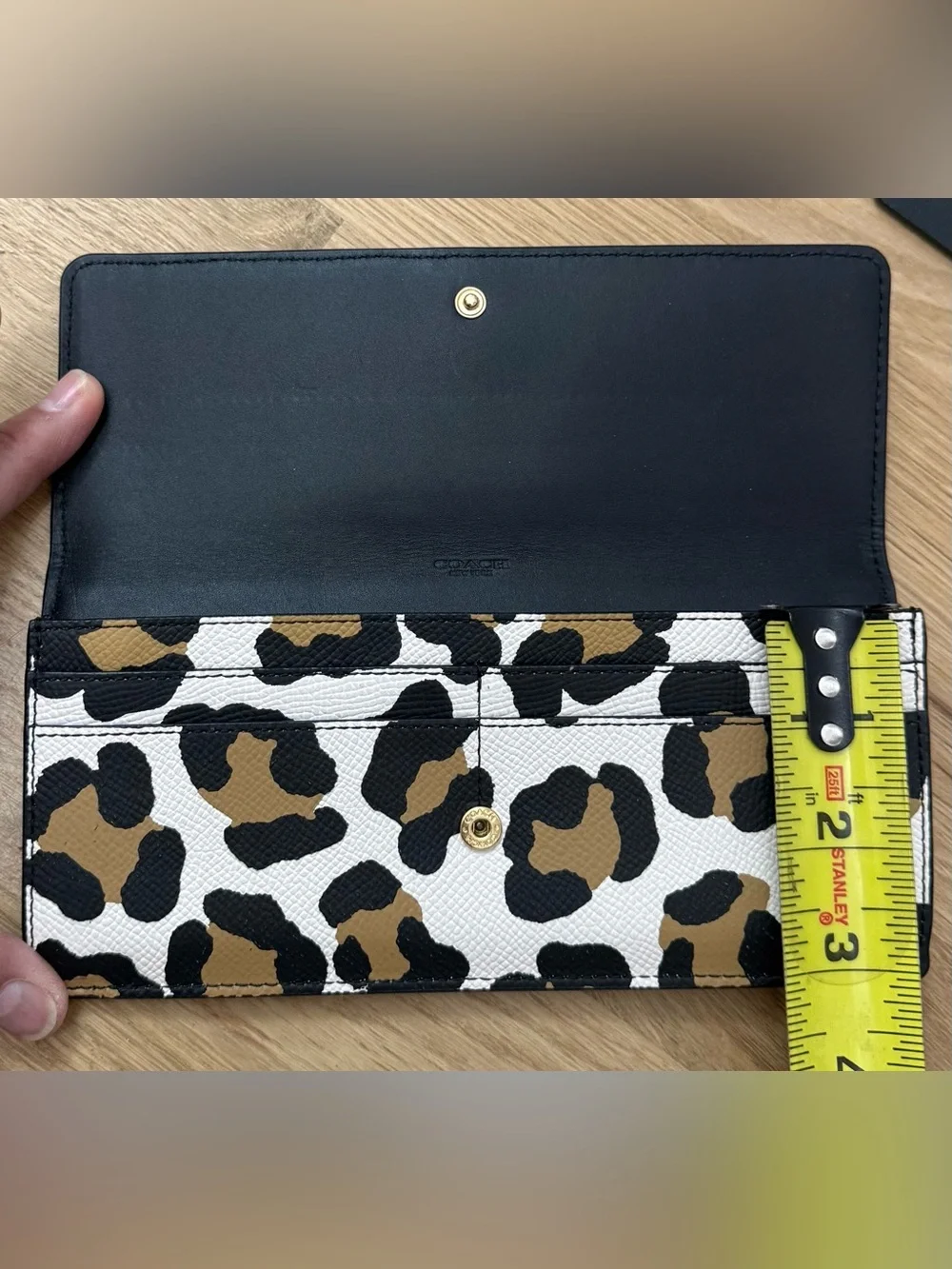 Coach Vintage Y2K Ocelot Leopard Print Slim Snap Close Wallet